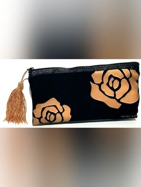Mary Kay Black & Copper Floral Makeup Bag
